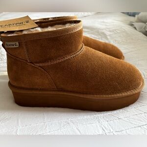 BearPaw Tan Suede Shearling Boots